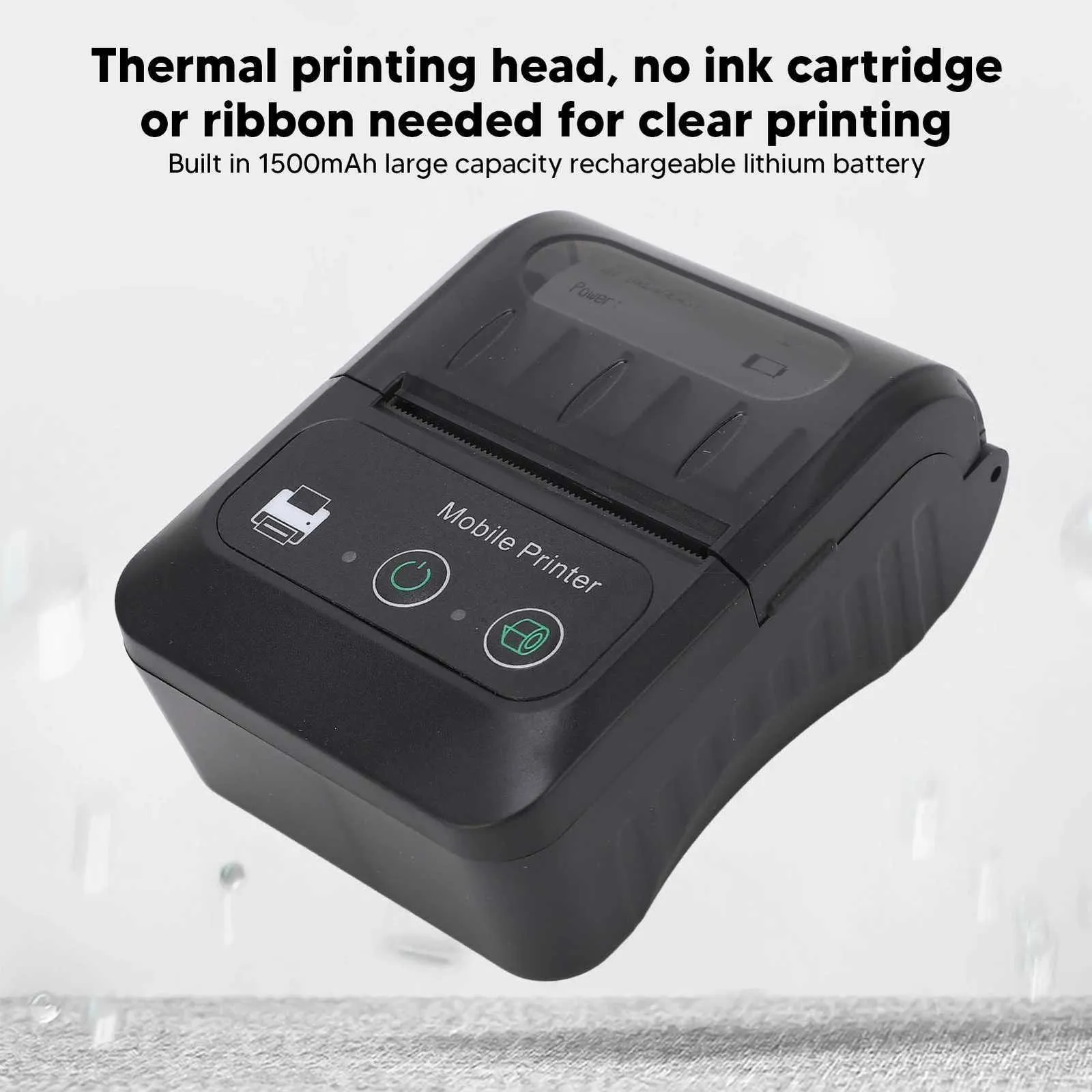 Eujgoov Tragbarer Bluetooth-Drucker, 80 Mm, Beleg, Ticket, Rechnung, POS- Drucker, Drucken mit Smartphone über Bluetooth, Kompatibel mit IOS Android