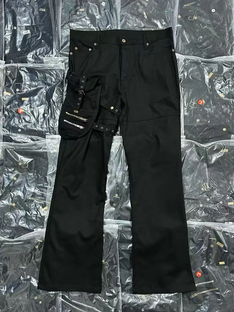 LGB Cargo Black Retro Gun Belted Work Pants Loose Fit Wide Leg
