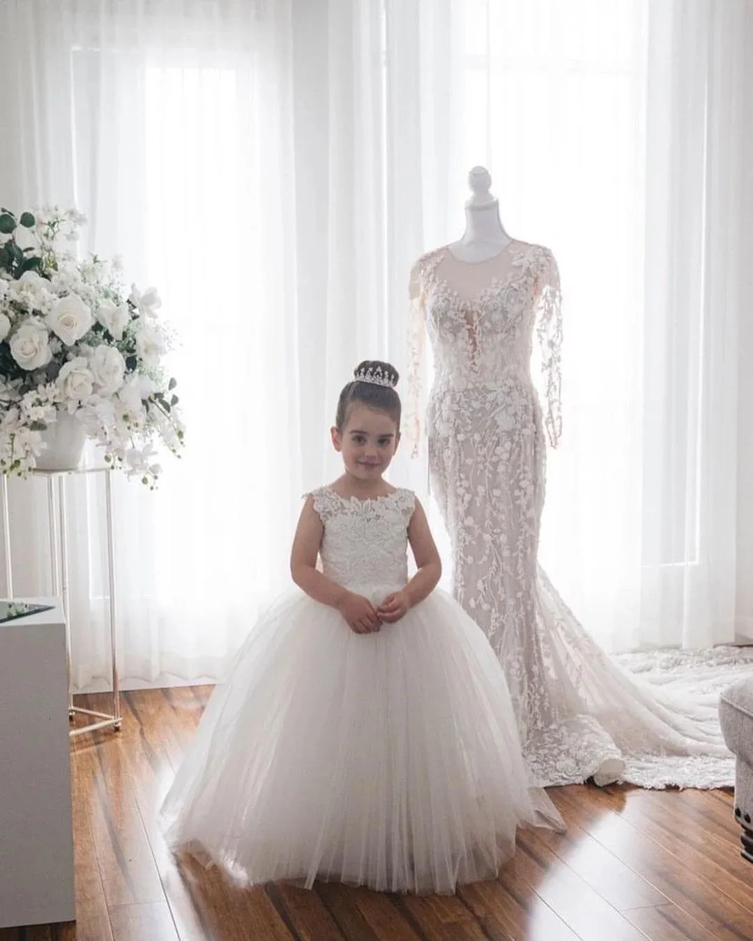 bridesmaid dresses for 3 year olds Lace Applique Tulle Flower Girl Dress Kids 3-9 Years Floral Pattern Long Train Junior Gown from Dhgate Girl's Colour:Deep Sea Get your little fashionista maya-lookbook Black Dress Captions for