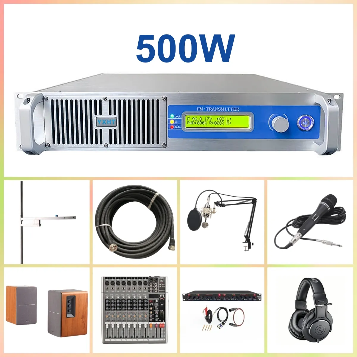 Complete 500W FM Radio Broadcast Transmitter Package 8 Channel System ...