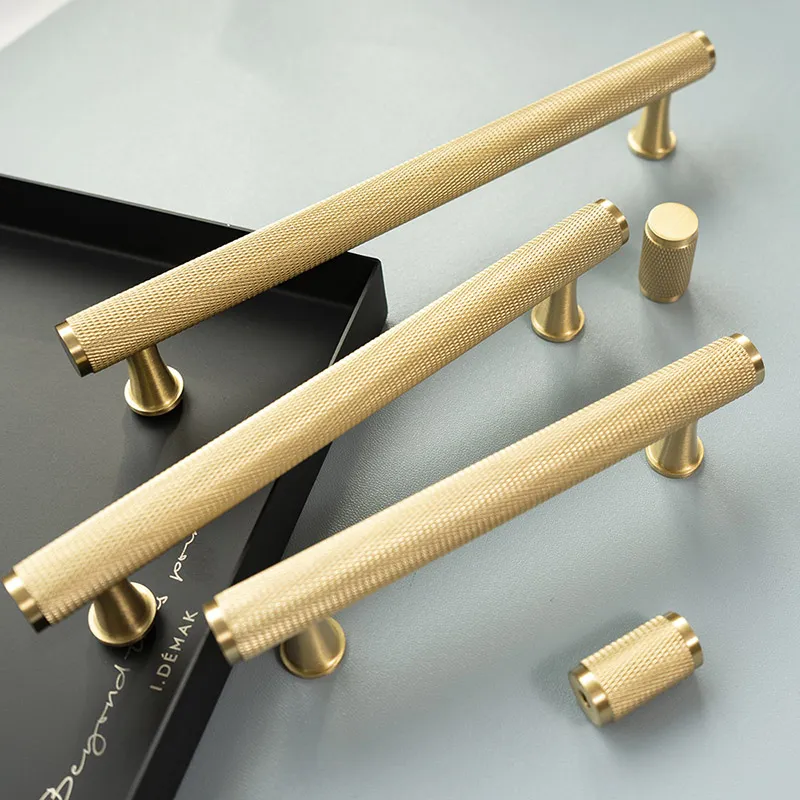 Gold Knurled Kitchen Cabinet Handles Drawer Pulls Modern Brass Dresser Knobs  For Furniture Doors, Wardrobes From Tshi, $3.94 | DHgate.Com