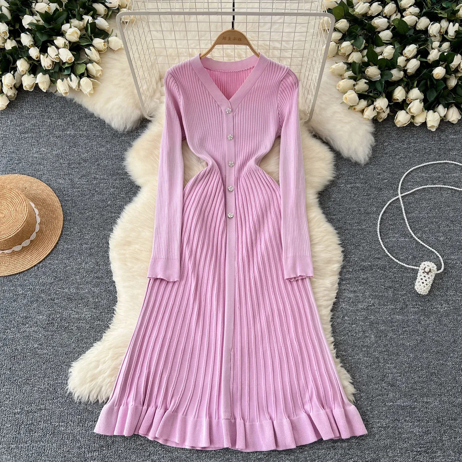 aline knitted dress Tan Crochet Knit A Line Maxi Aliana Dress L