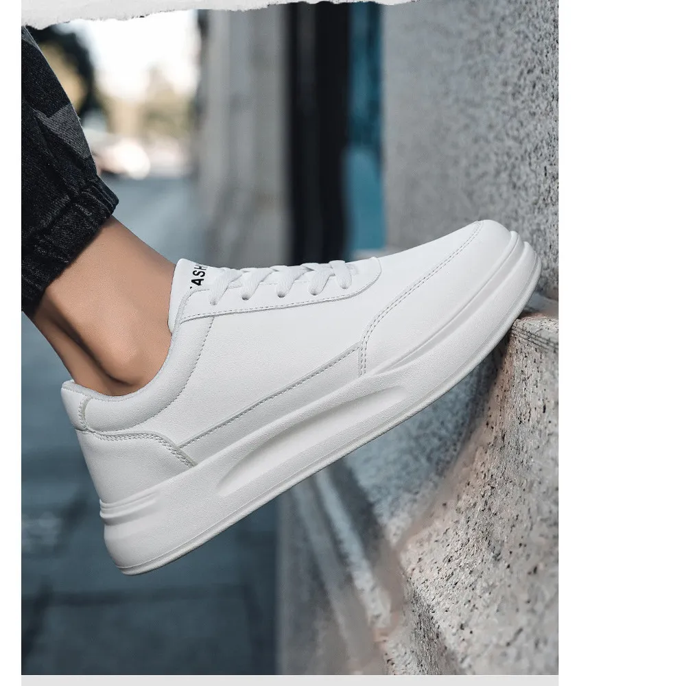 Paar-Style Weiß für Damen Frühling Neu Vielseitig Student Sport Flache Sohle Lässig Dicke Sohle Höhenvergrößerungsbrett_voghion.com