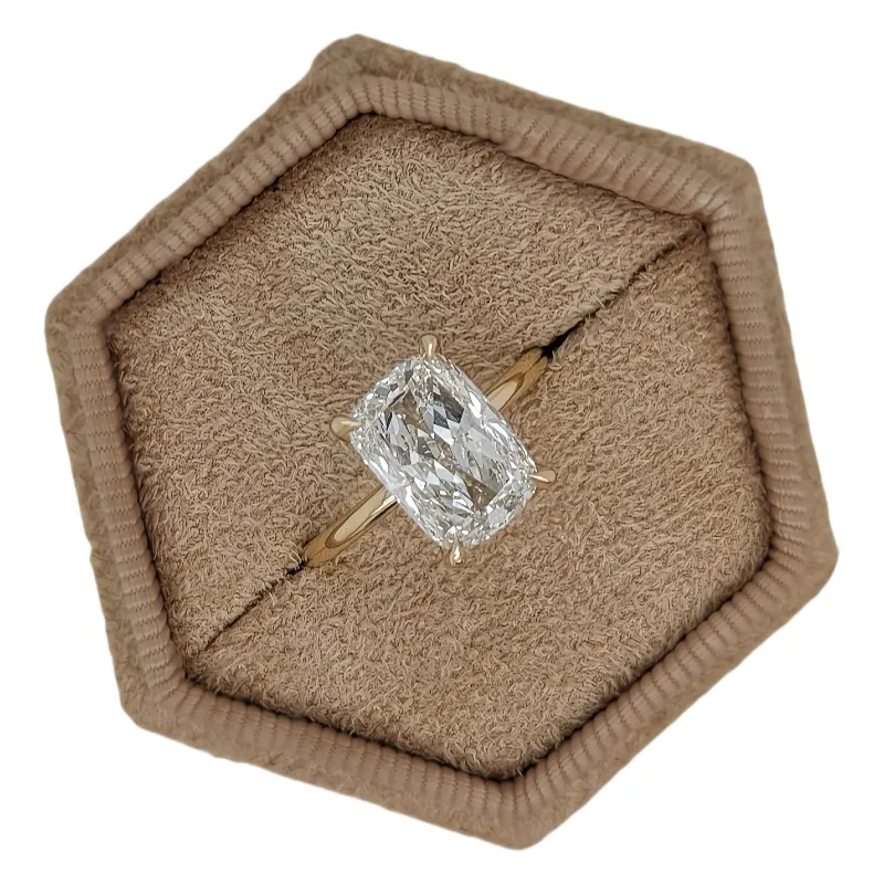 Jewelry 18K Yellow Elogated Cushio Cut 4 0 Carat Lab Grow Diamod Solitaire Womes IGI Certificate Gold Rig For_voghion.com