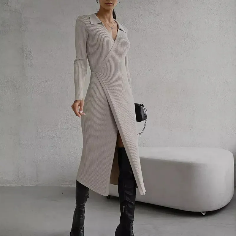 elegant sweaters for dresses VAFOLY Sexy Dinner Dresses for Women 2026Ribbed Knit Sweater Dress Church V Neck Puff Sleeve Sweaters Trendy Holiday Midi A Line Wedding Guest Dress Winter Casual Party Engagement Outfits Beige S at