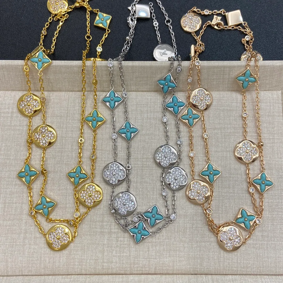 Colar De Pingente De Trevo Elegante Colar De Corrente Em Ouro E Prata Com  Sotaque De Pedra Gem, Jóias De Moda Para Mulheres De $108,04 | DHgate, image size:1080x1080