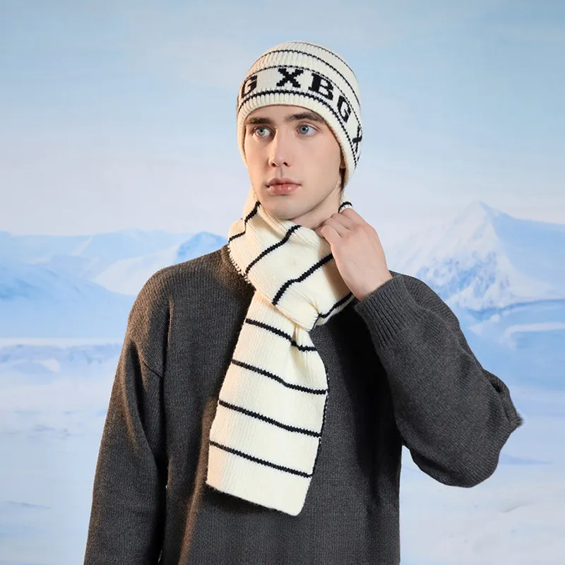 Hat and Scarf Two-Piece Set Winter Unisex Acrylic Knitted  display picture 1