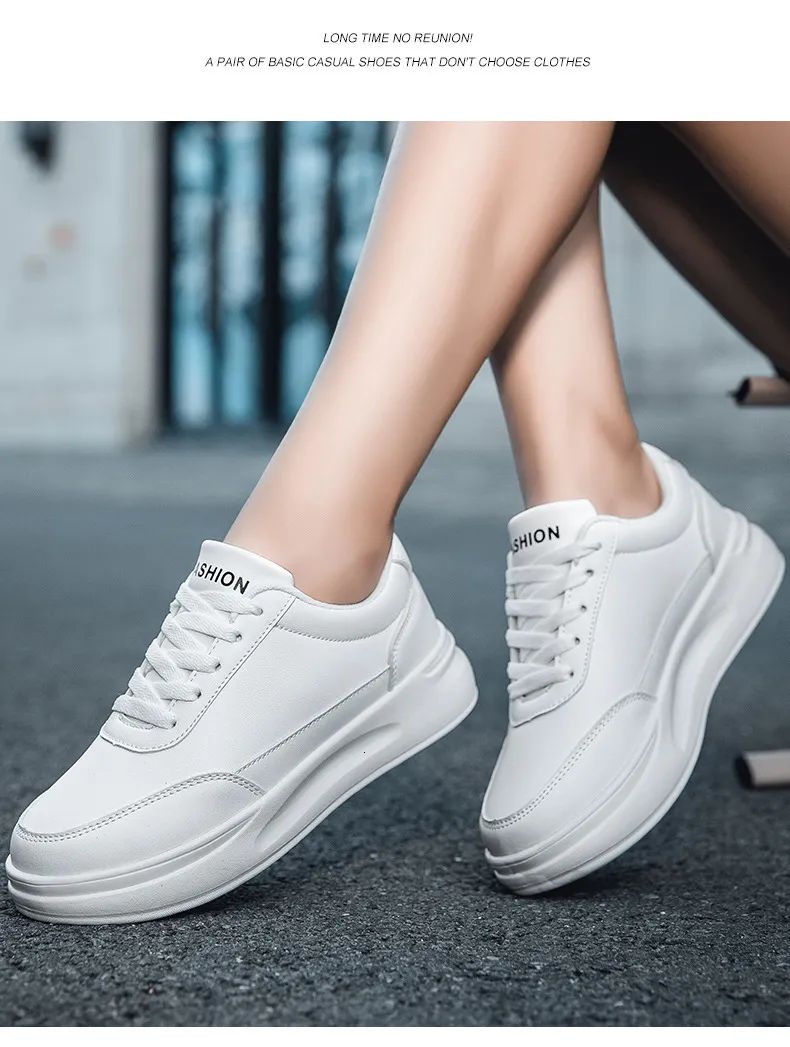 Paar-Style Weiß für Damen Frühling Neu Vielseitig Student Sport Flache Sohle Lässig Dicke Sohle Höhenvergrößerungsbrett_voghion.com