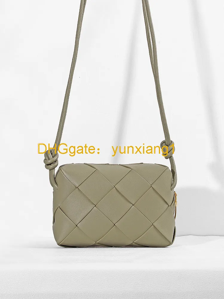 Luxury Woven Small Square Woven Bag With Crossbody Strap And