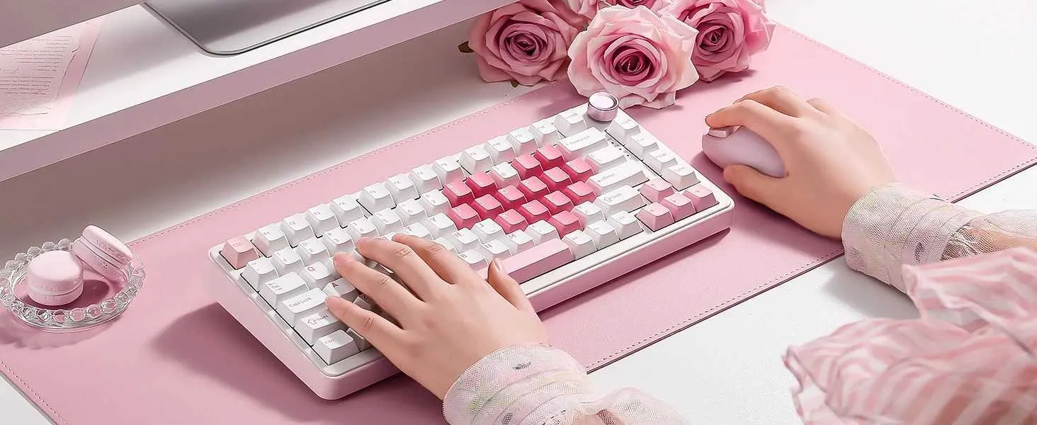 YUNZII B75 PRO メカニカル ゲーミング キーボード ホワイト ハート
