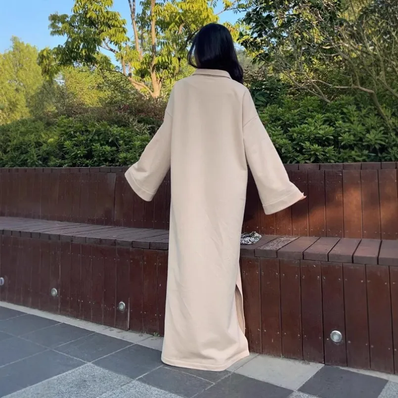 ankle length sweatshirt dress Womens Ankle-Length Polyester Zipper Hem with Lapel Neck for Winter from Dhgate Plus size Dresses formal gowns with sleeves A-Line Dresses for Women Color:Dusty Purple The cut out detail
