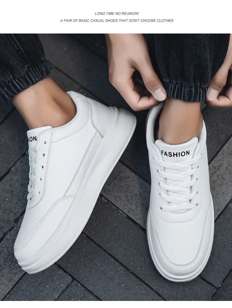 Paar-Style Weiß für Damen Frühling Neu Vielseitig Student Sport Flache Sohle Lässig Dicke Sohle Höhenvergrößerungsbrett_voghion.com