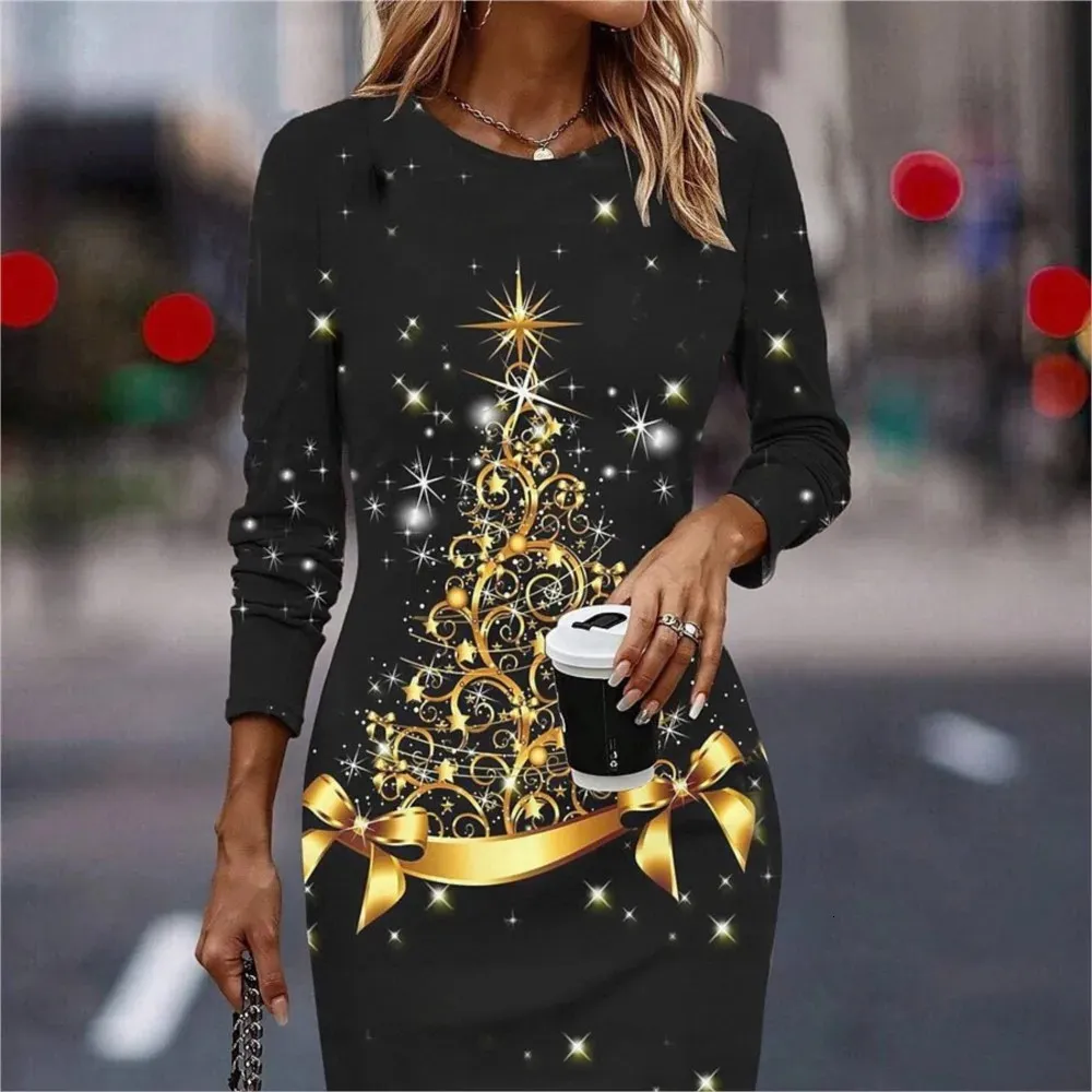 Save Big on Bulk Womens Christmas Dress Fashion Round Neck Long Sleeve  Christmas Tree 3D Printed Slimming Dress Ladies Party Mini Dresses Femme  251128 ...