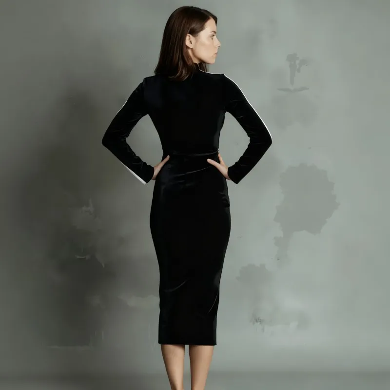 black velvet turtleneck dress Black Velvet Mock Neck Maxi Dress  shopaleena
