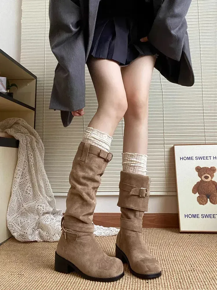 Damen Western Cowboy Overknee Stiefel Mit Blockabsatz_voghion.com