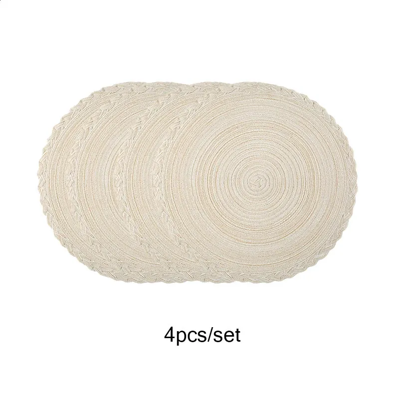 AHHFSMEI, Set di 6 tovagliette rotonde intrecciate, 38 cm, per tavoli da pranzo, in tessuto naturale, resistenti al calore (colore rosa