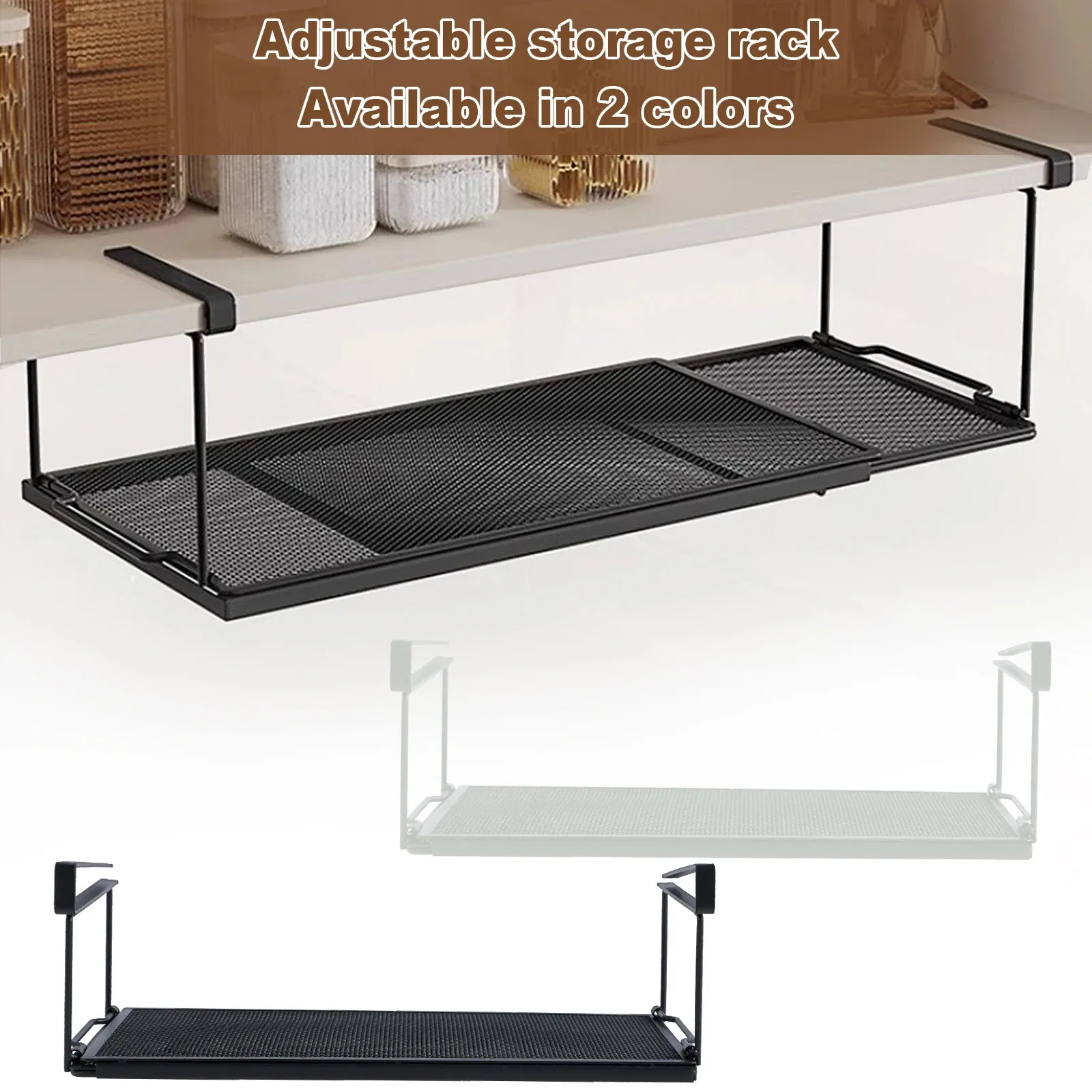 Estante Organizador Extensible Debajo Del Gabinete, Estante De  Almacenamiento De Acero Debajo Del Escritorio, Cesta De Almacenamiento  Colgante Multiusos Para Cocina Y Hogar 251126 De 24,6 € | DHgate, image size:1600x1600