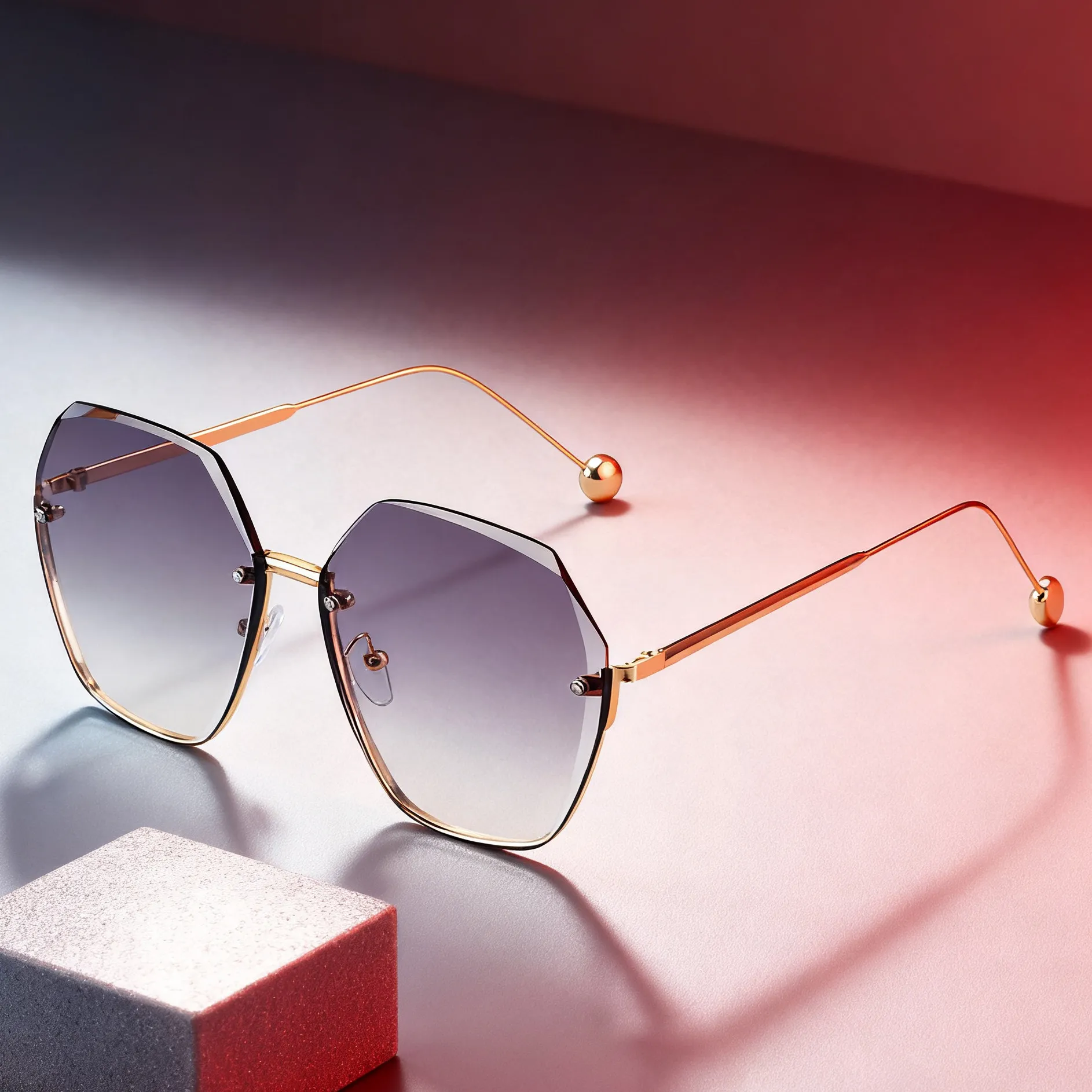 Designer Oversized Frameless Pilot Sunglasses for Men and Women ...