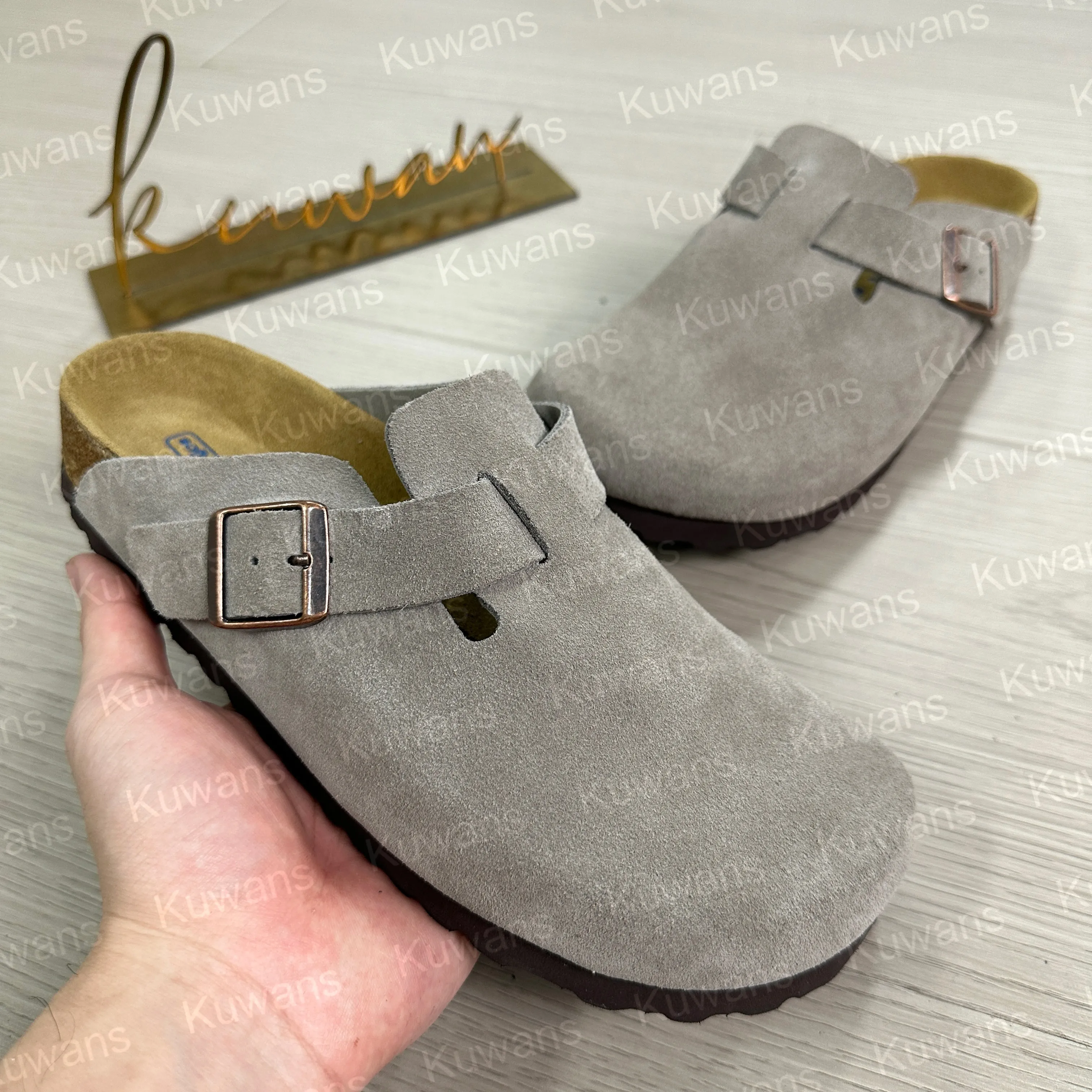 サンダル・ミュール Unique Sandals Cork Birch Designer Slide Sandals Womens Clog Sandals: Unisex Cork