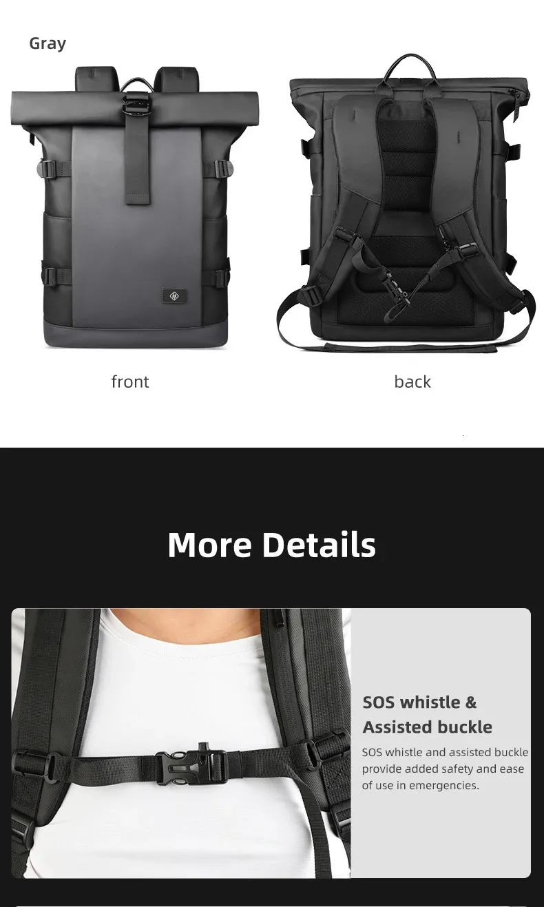 Waterproof Men Backpack Large Capacity Laptop Rucksack For Travel_voghion.com