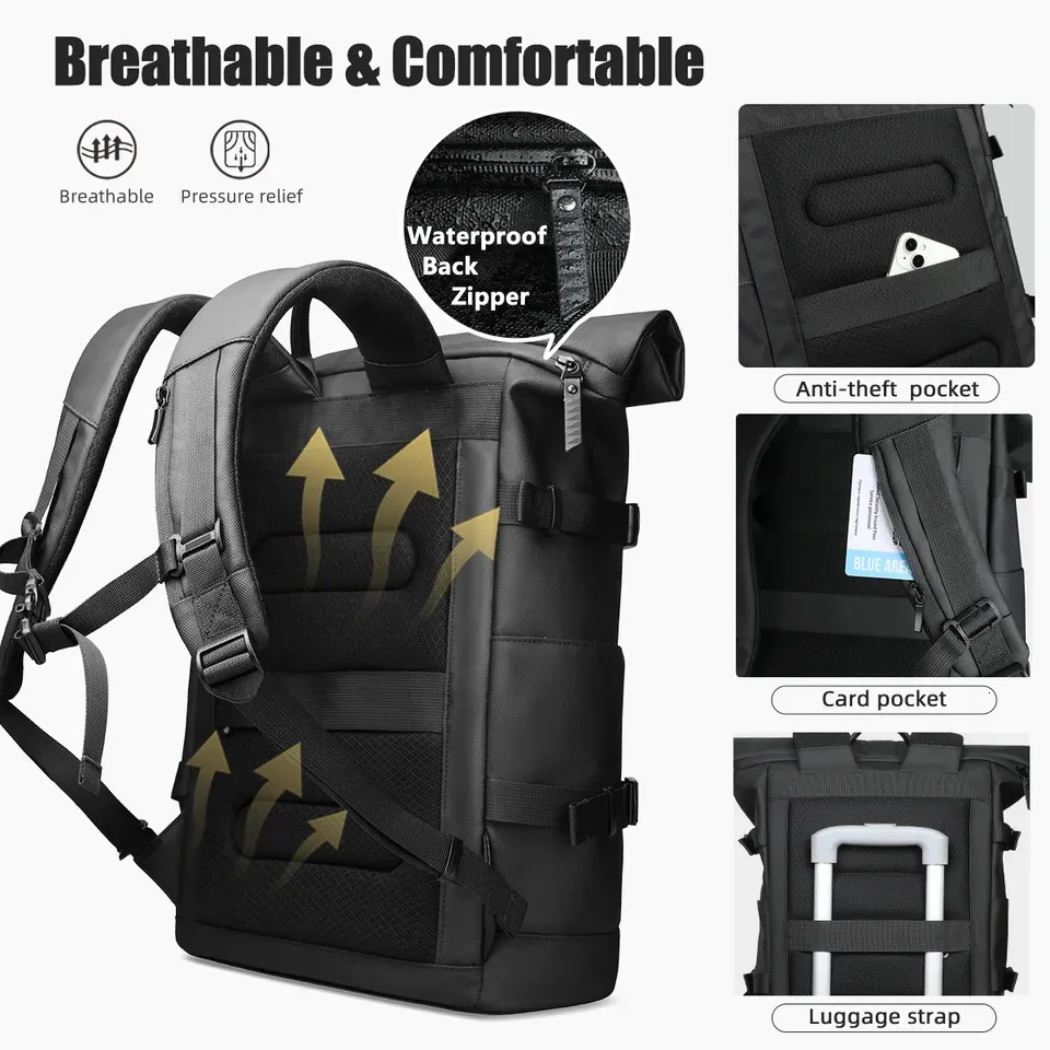 HcanKcan Large Capacity Men Backpack Waterproof 17 Laptop Bag Casual Travel Outdoor Camping Expandable Work 251124_voghion.com