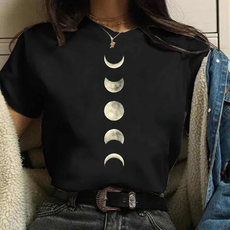 T Shirt Da Donna Con Stampa Luna Harajuku T Shirt Estate Moda Top