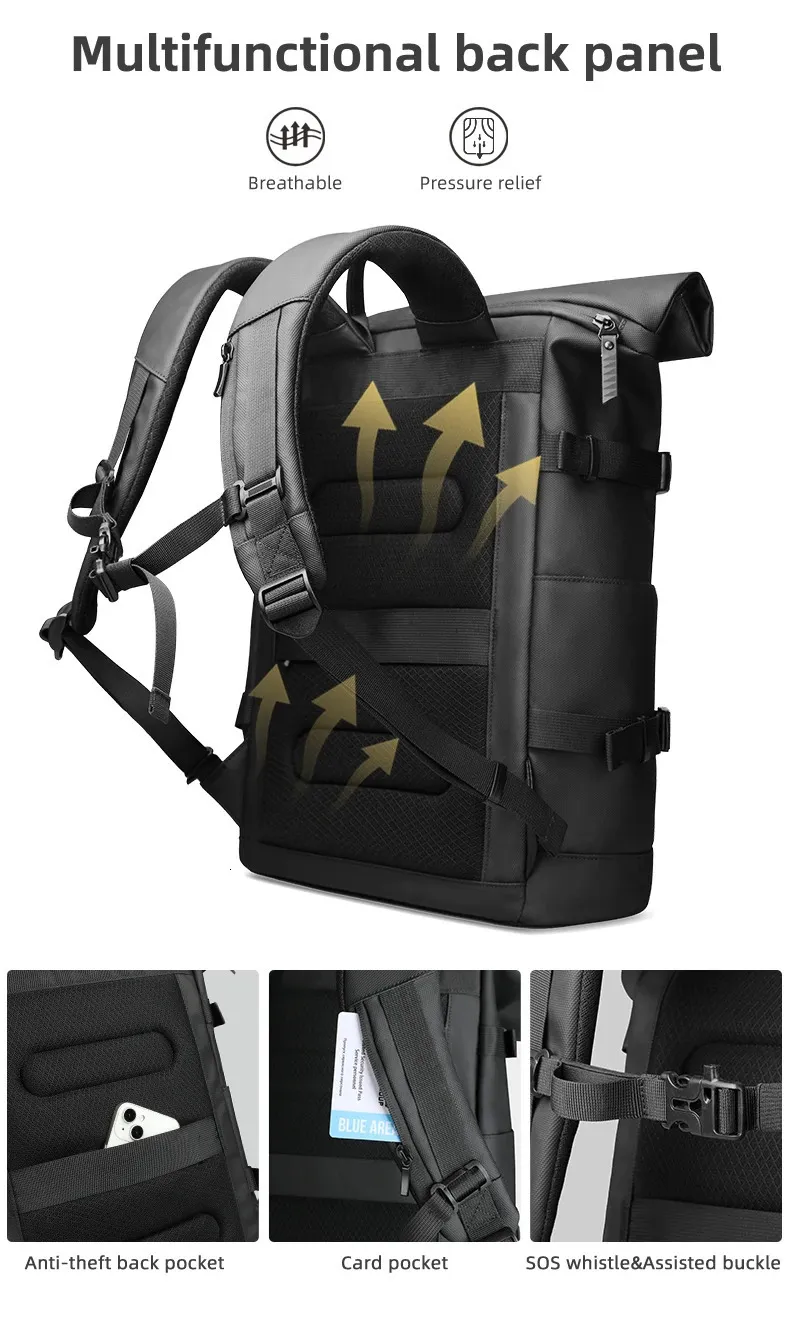 Waterproof Men Backpack Large Capacity Laptop Rucksack For Travel_voghion.com