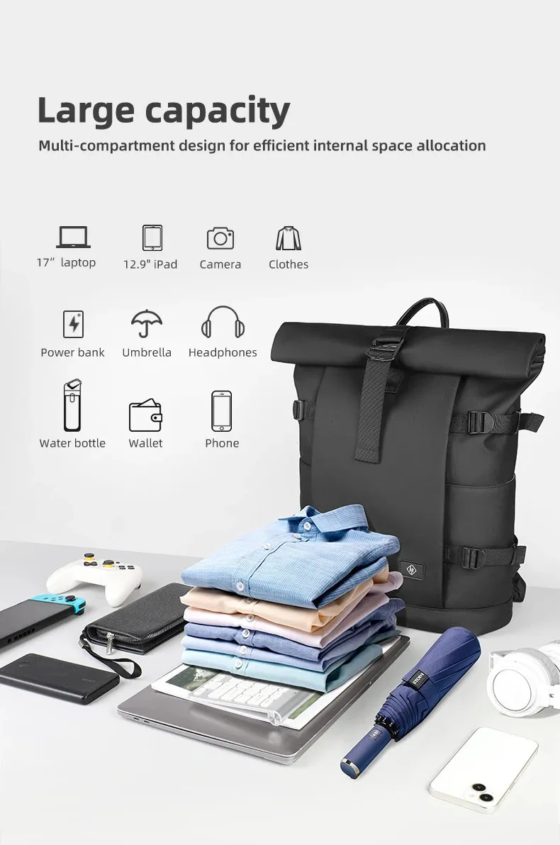 Waterproof Men Backpack Large Capacity Laptop Rucksack For Travel_voghion.com