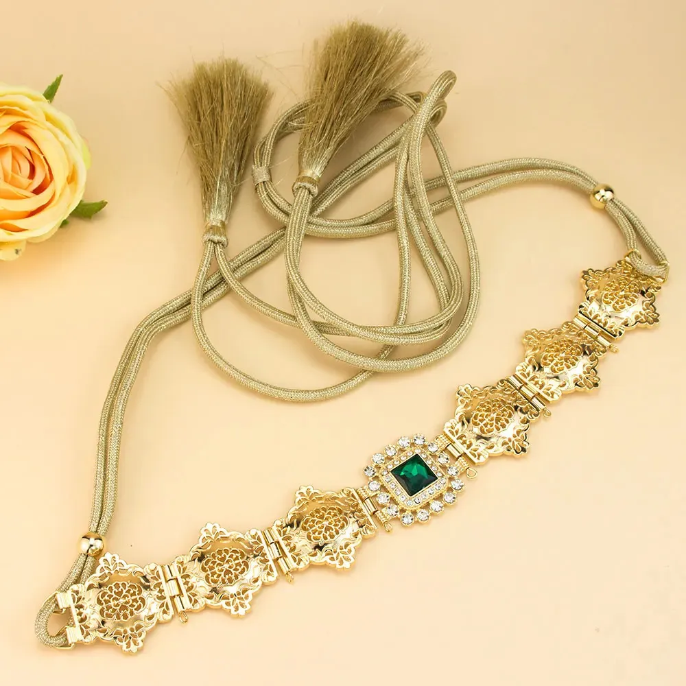 Gold Color Arabic Women Dress Belt Hand Tassels Rope Crystal Morocco Caftan  Waist Chain Bridal Wedding Jewelry 251124 From 10,45  | DHgate