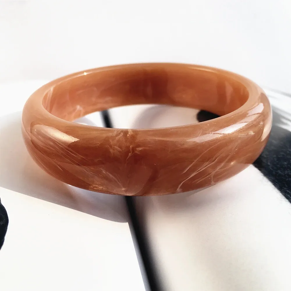 Bracciale Donna In Acrilico Grosso, Design Geometrico Irregolare, Stile Boho Vintage, Resina Leggera - 2