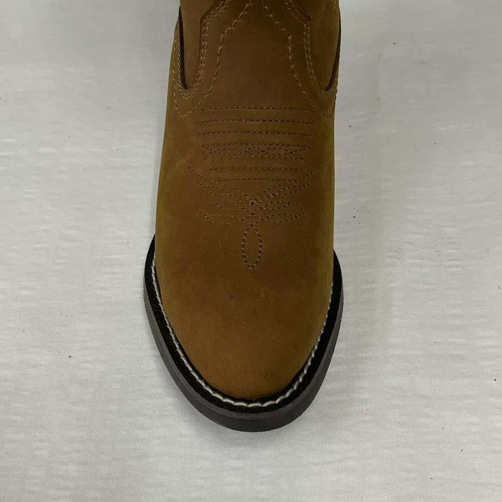 Western Inspired Designer Boots Tan Cowhide With Embroidery_voghion.com