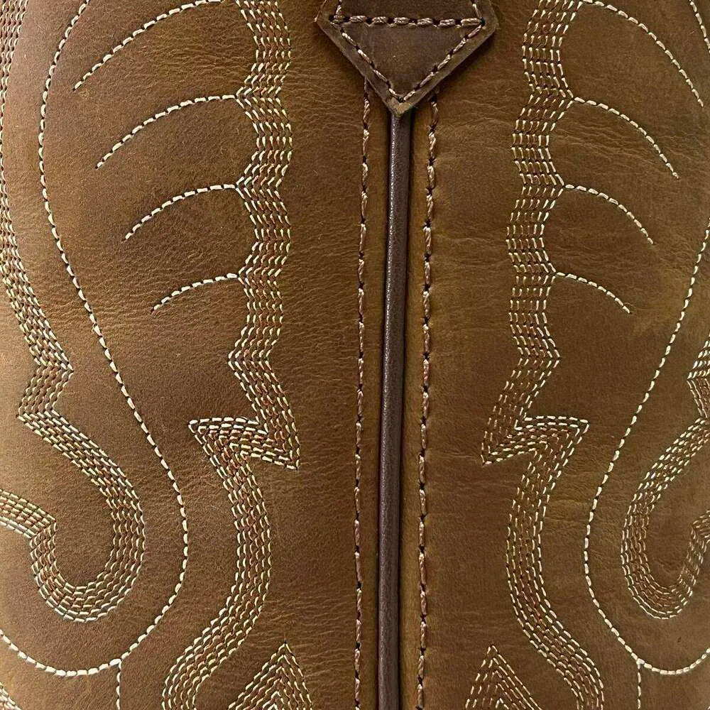 Western Inspired Designer Boots Tan Cowhide With Embroidery_voghion.com
