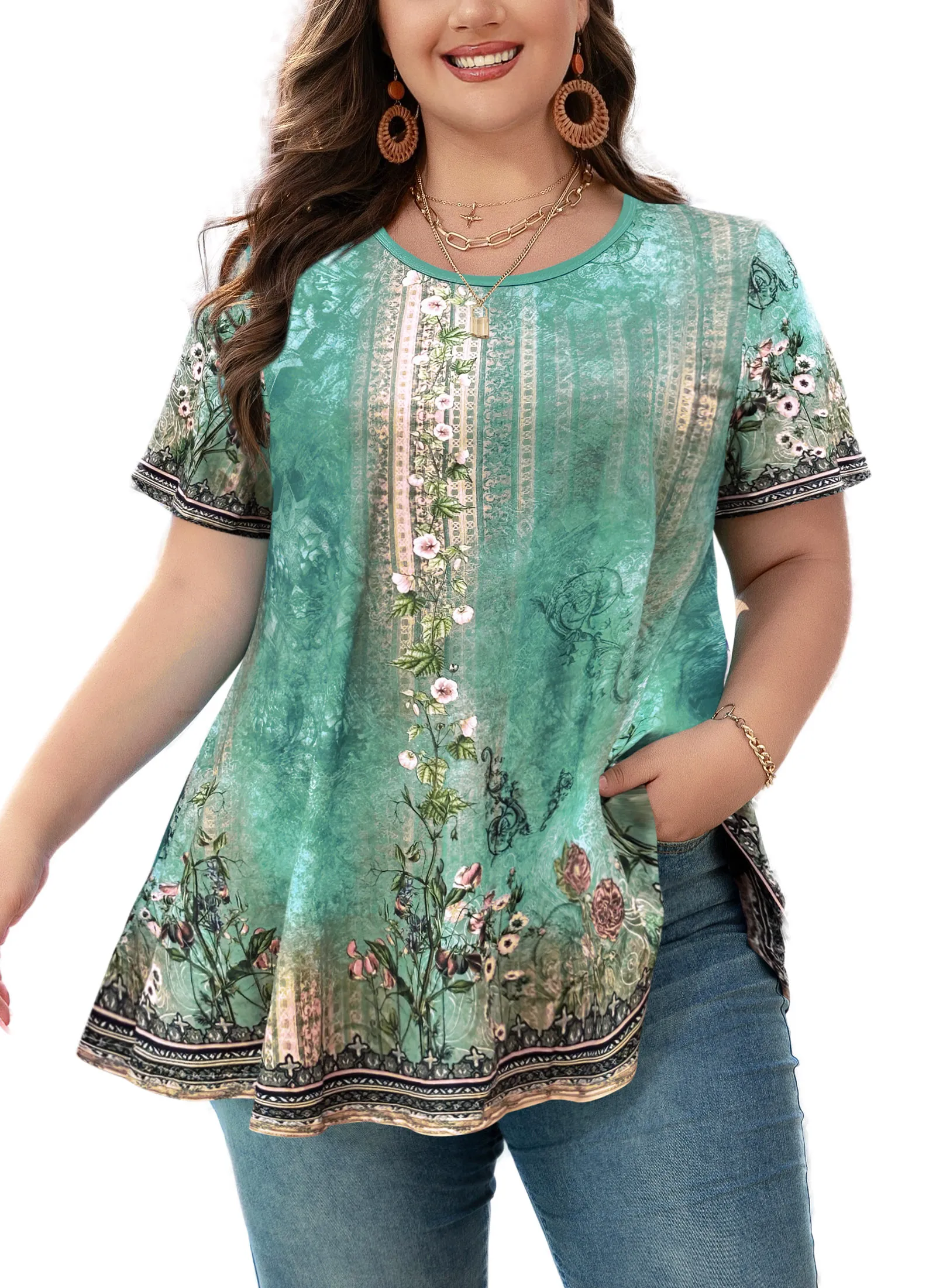 Tunic Tops For Women Plus Size Short Sleeve Crew Neck... From ...