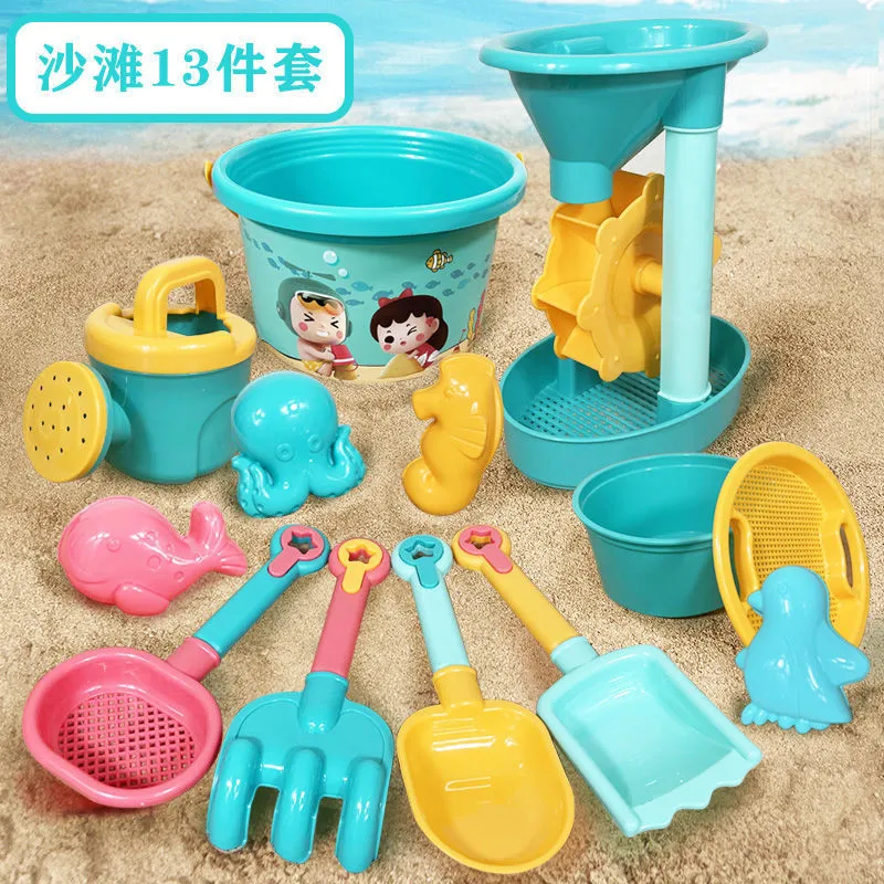 Set De 11 Juguetes De Playa Para Niños Con Cubo Plegable, Palas, Moldes Y Rastrillo - Perfecto Para Castillo De Arena En Verano