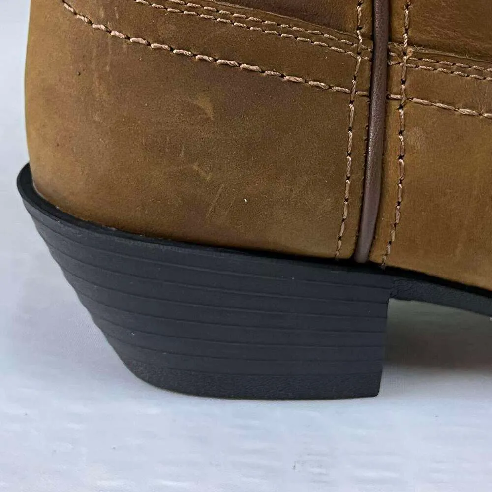 Western Inspired Designer Boots Tan Cowhide With Embroidery_voghion.com