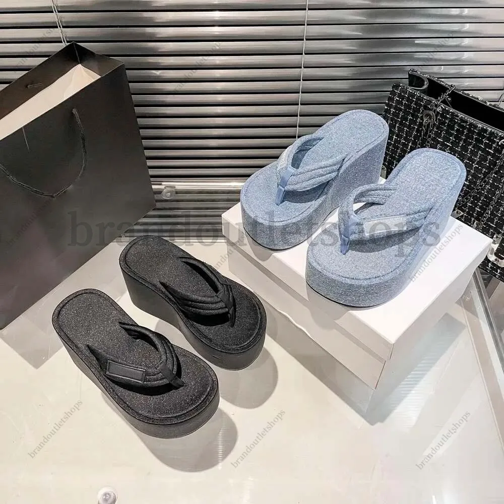 High Platform Designer Slipper Wedge Sandal Saddles Luxury Flip