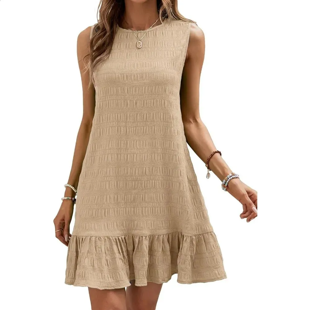 fitted lace wedding dress Aoysky Womens V Neck Casual Dresses Summer Loose High Waist Ruffle Pleated  Cute Mini Short Dress Beige at Amazon Women's Clothing store
