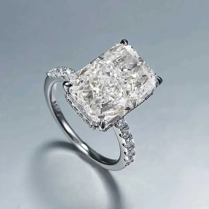 Radiant Cut 5ct Lab Diamond Ring 100% Real 925 Sterling Silver Party Wedding Band Rings For Women Men Engagement Jewelry_voghion.com