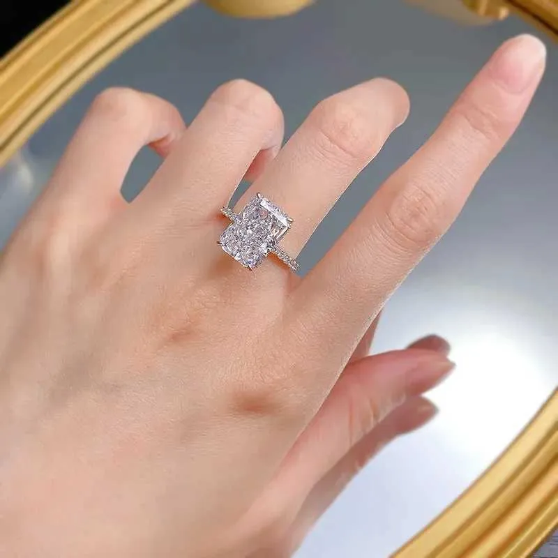 Radiant Cut 5ct Lab Diamond Ring 100% Real 925 Sterling Silver Party Wedding Band Rings For Women Men Engagement Jewelry_voghion.com