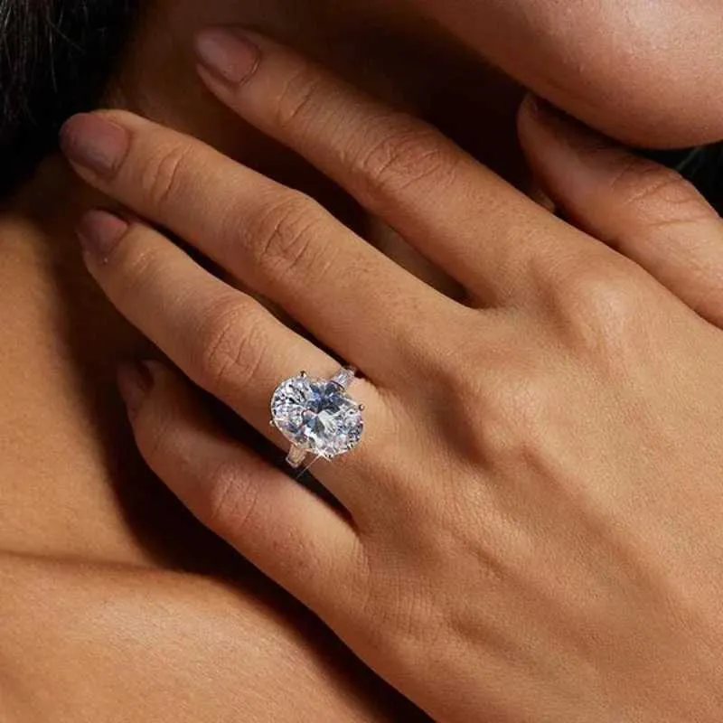 Luxury Oval 8ct Lab Diamond Ring 925 Sterling Silver Jewelry Engagement Wedding Band Rings For Women Men Party Accessory_voghion.com
