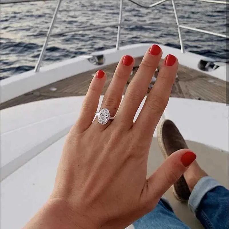 Luxury Oval 8ct Lab Diamond Ring 925 Sterling Silver Jewelry Engagement Wedding Band Rings For Women Men Party Accessory_voghion.com