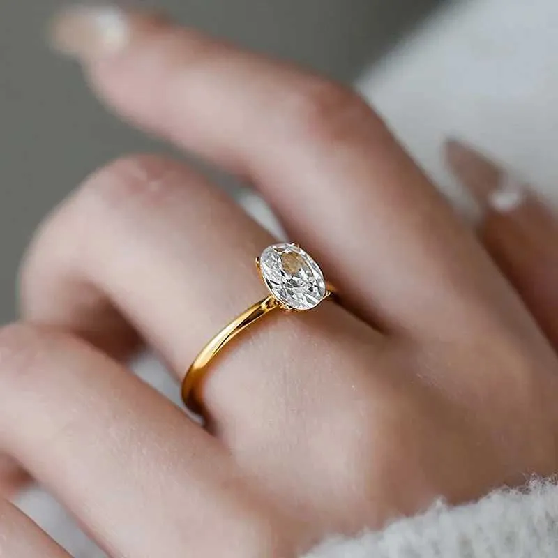 925 Sterling Silve 1-8CT Moissanite Diamond Gorgeous Shiny Oval Stone Ring For Women Engagement Wedding Luxury High_voghion.com