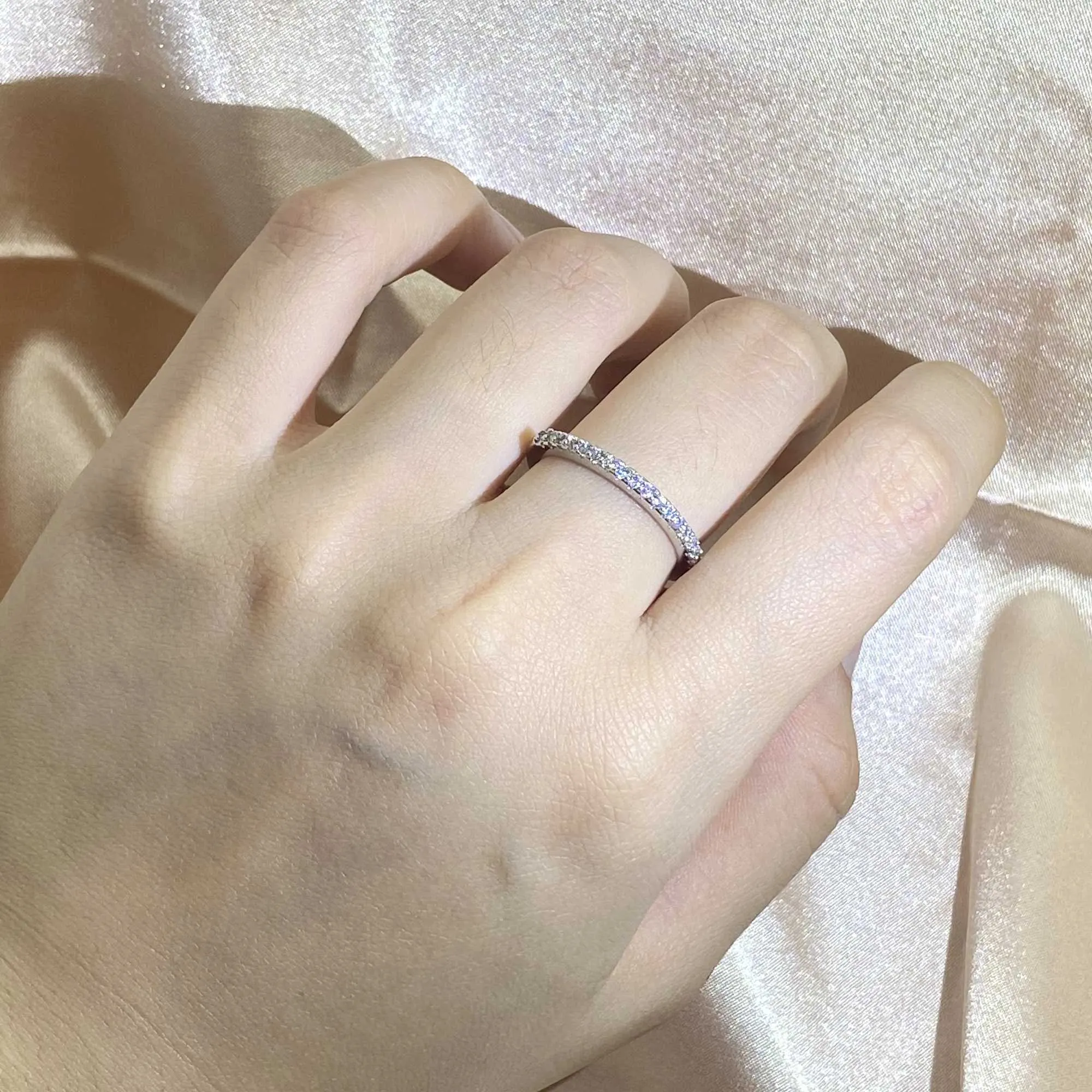 925 Stamp Slim Womens Ring Full Of Small Diamand Cubic Moissanite Diamondia Stone Wedding Engagement Trendy Jewelry_voghion.com