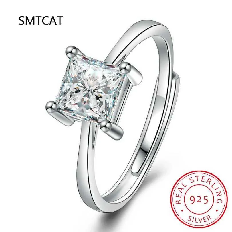 Anillo de diamantes y moissanita talla princesa VVS1 de 2 quilates para mujer, plata de ley 925, alianza de eternidad, joyería para bodas y fiestas._voghion.com