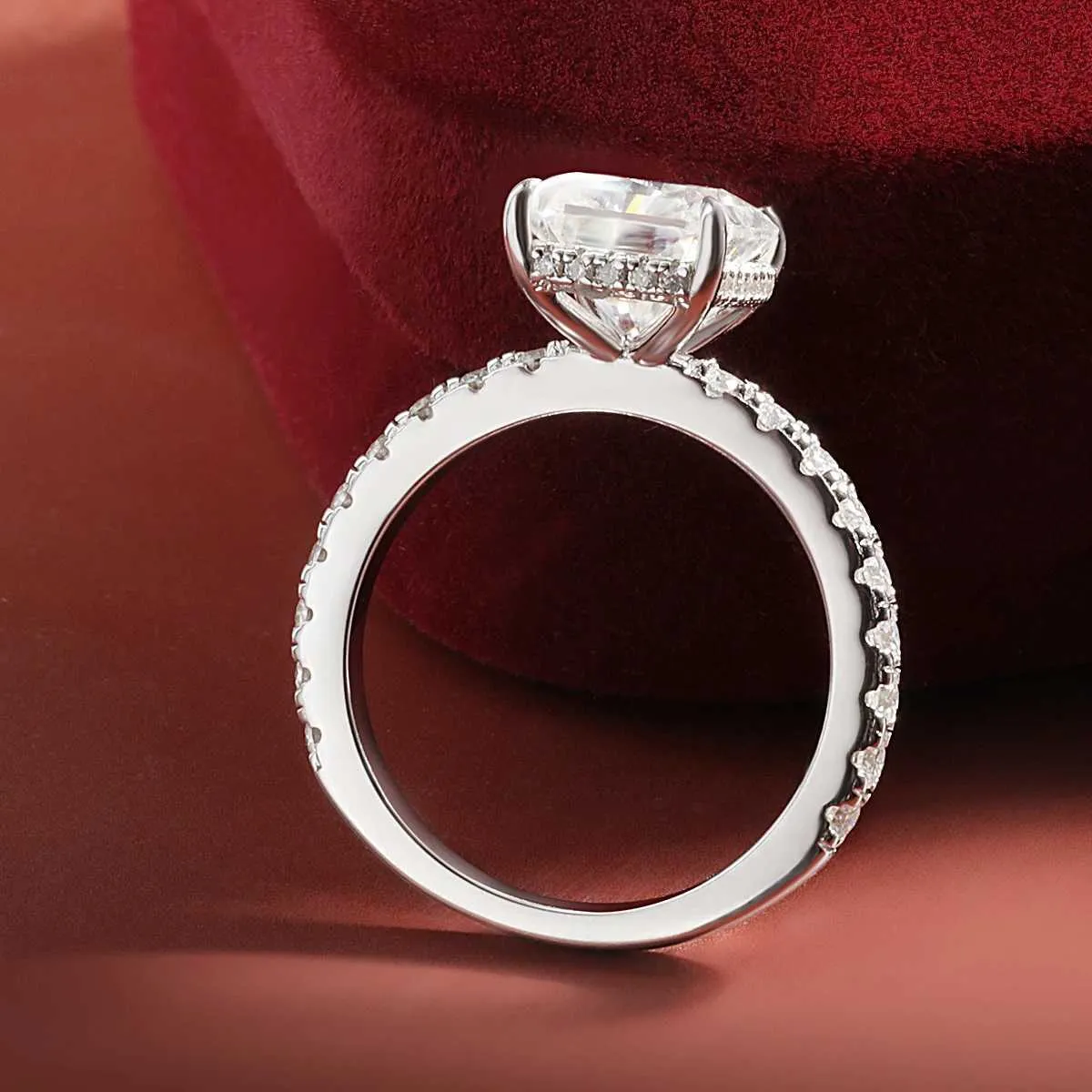 OEVAS 4 Karat D-Farbe Radiant Smaragdschliff Vollmoissanit-Ehering für Damen, 100 % 925 Sterlingsilber, Teilfein_voghion.com