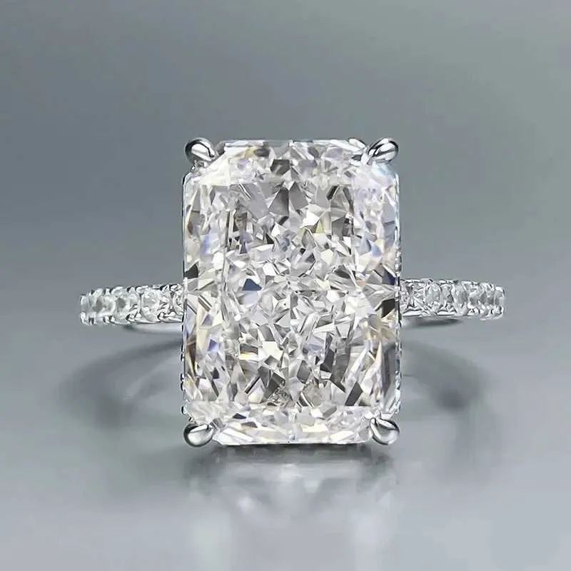 Radiant Cut 5ct Lab Diamond Ring 100% Real 925 Sterling Silver Party Wedding Band Rings For Women Men Engagement Jewelry_voghion.com