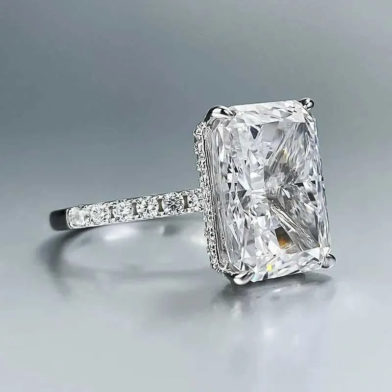 Radiant Cut 5ct Lab Diamond Ring 100% Real 925 Sterling Silver Party Wedding Band Rings For Women Men Engagement Jewelry_voghion.com