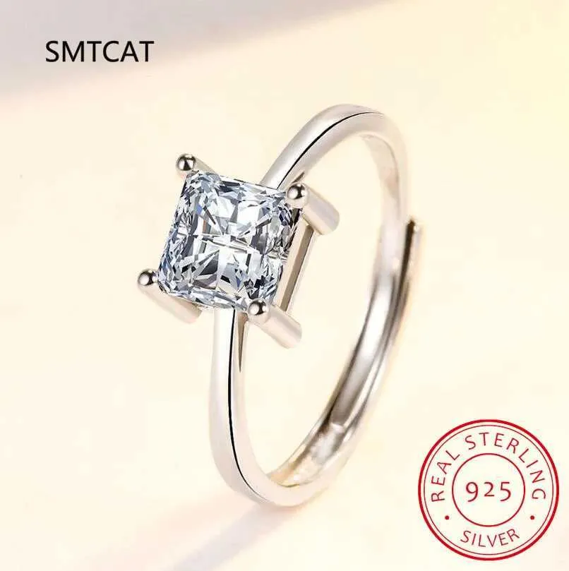 Anillo de diamantes y moissanita talla princesa VVS1 de 2 quilates para mujer, plata de ley 925, alianza de eternidad, joyería para bodas y fiestas._voghion.com