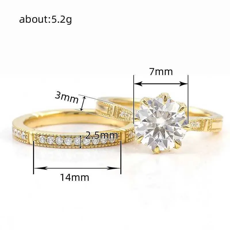 925 Sterling Silver Cubic Moissanite Diamondia Rings For Women Engagement Wedding Luxury Gold Color Bridal Sets_voghion.com