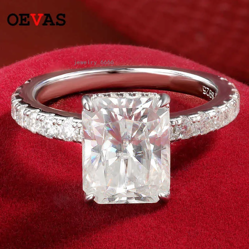 OEVAS 4 Karat D-Farbe Radiant Smaragdschliff Vollmoissanit-Ehering für Damen, 100 % 925 Sterlingsilber, Teilfein_voghion.com